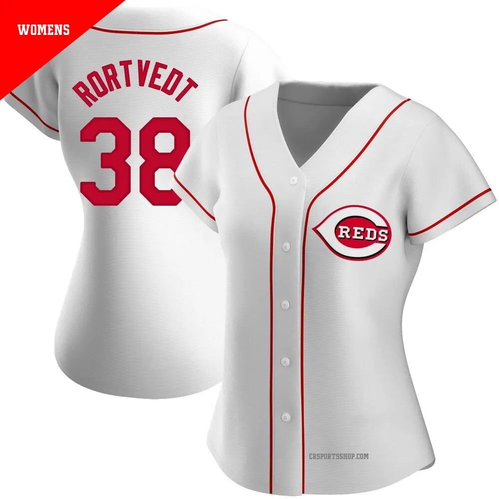 Women's #38 Ben Rortvedt Cincinnati Reds White Authentic Home Jersey